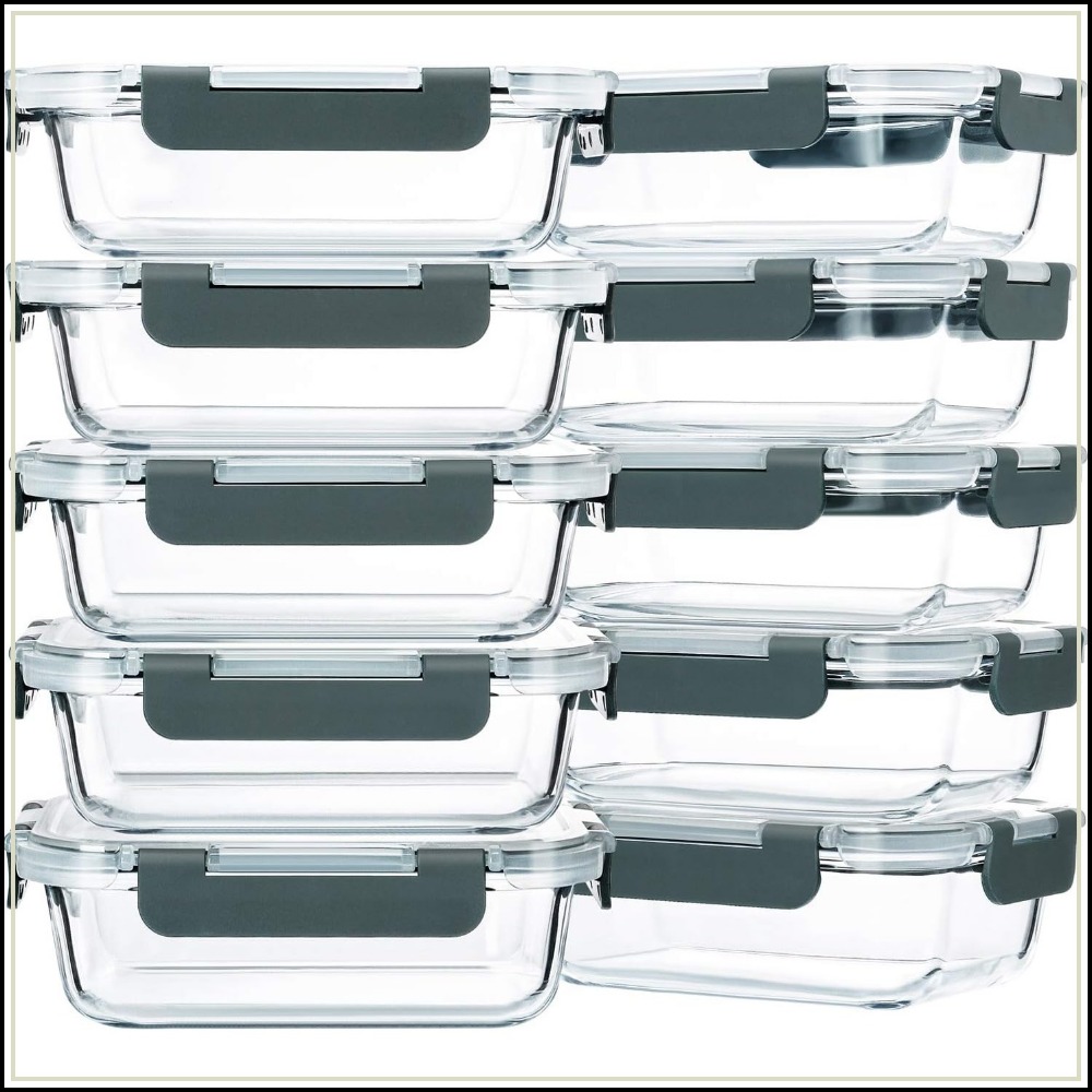 Meal Prep Oven Safe Containers - 10'lu Paket 22oz Cam Yemek Hazırlık