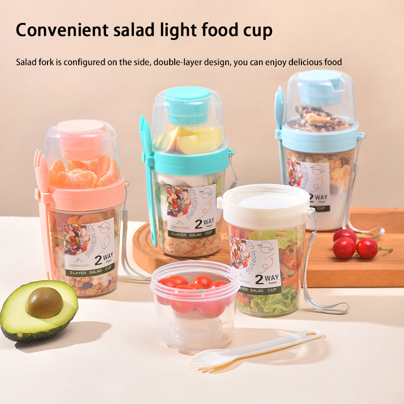 Meal Prep Oatmeal Jars - Taşınabilir Kahvaltılık Salata Kabı Kapaklı ve
