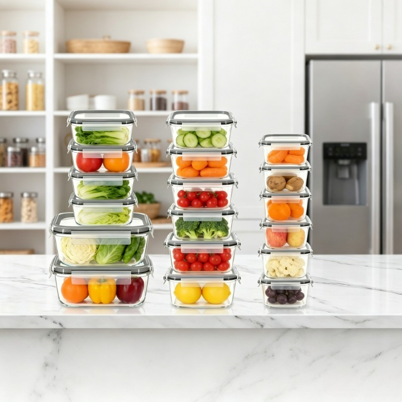 Meal Prep Oven Safe Containers - 18 Parçalı Cam Gıda Saklama Kabı