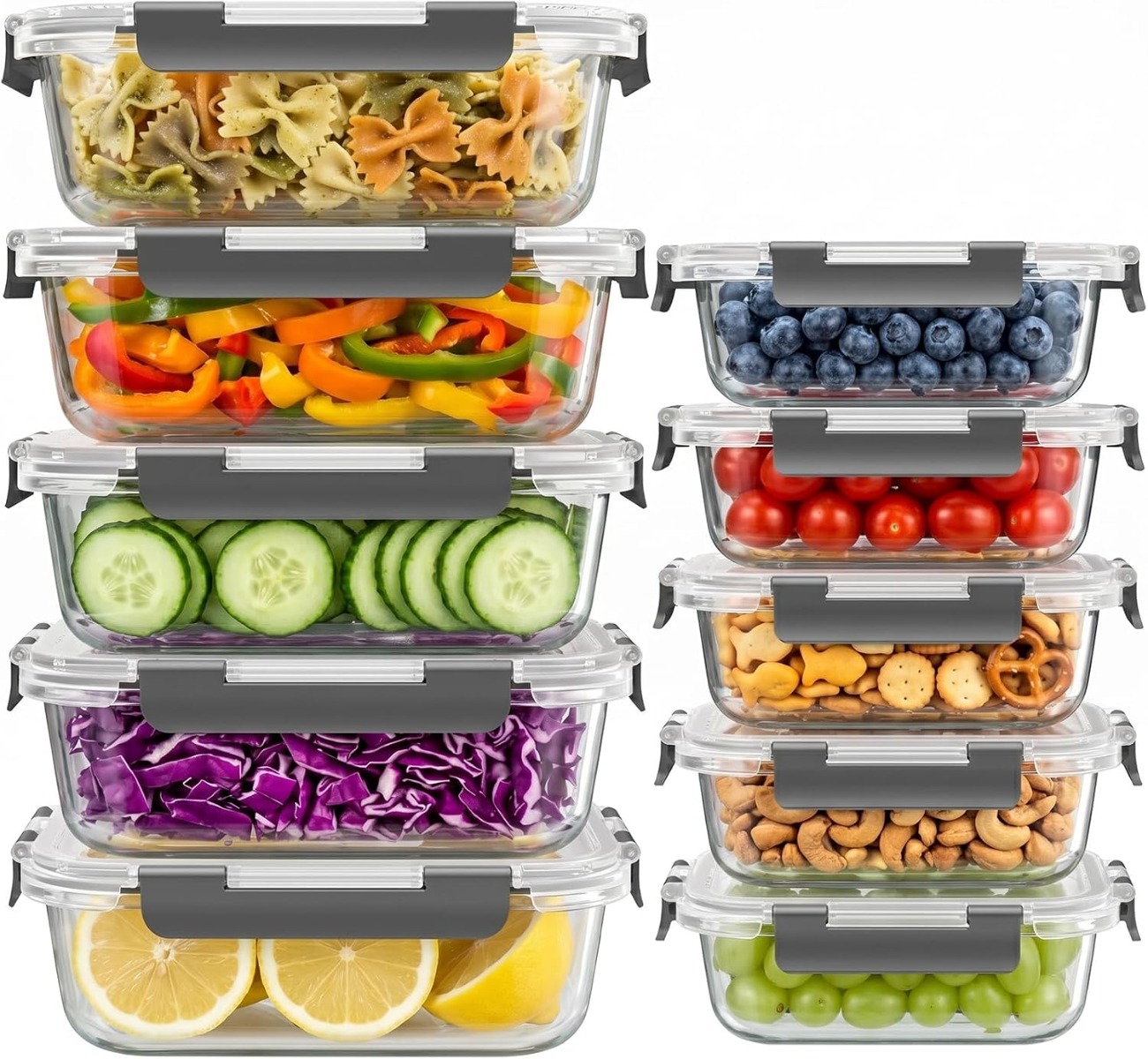 Meal Prep Oven Safe Containers - 10 Set Cam Gıda Saklama Kabı,