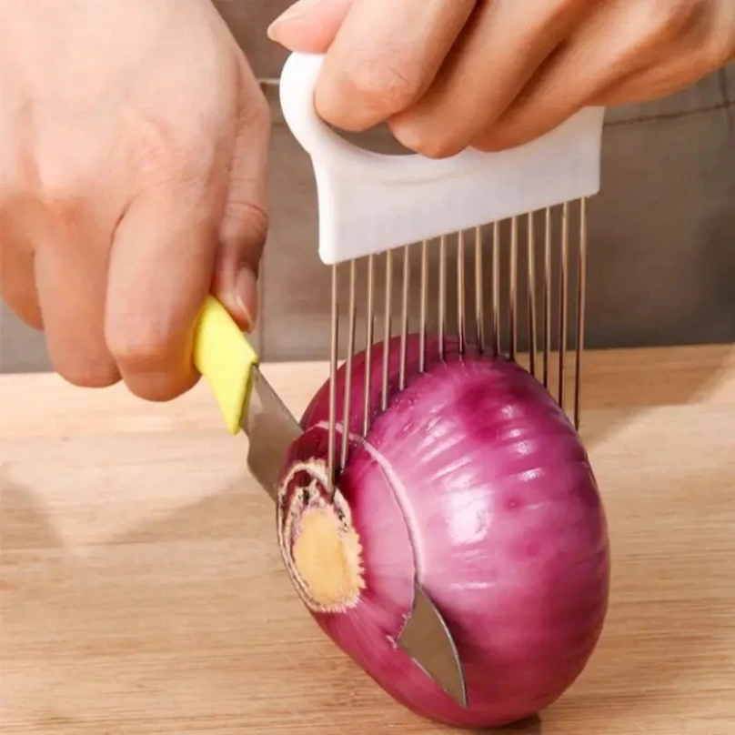 Onion Holder Slicer - Paslanmaz Çelik Soğan Kesici Tutucu Gıda