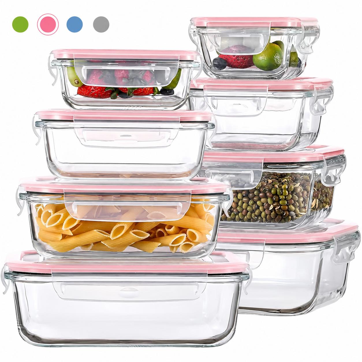Meal Prep Oven Safe Containers - 8/12 Parça İstiflenebilir Borosilikat Cam Gıda