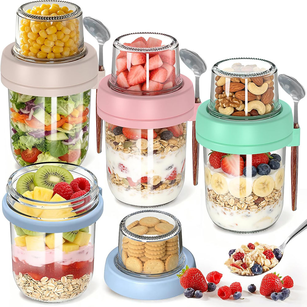 Kapaklı ve Kaşıklı Gecelik Yul - Meal Prep Oatmeal Jars incelemesi ve fiyatı