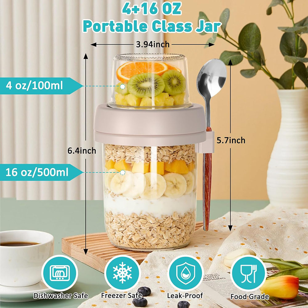 Kapaklı ve Kaşıklı Gecelik Yul - Meal Prep Oatmeal Jars incelemesi ve fiyatı