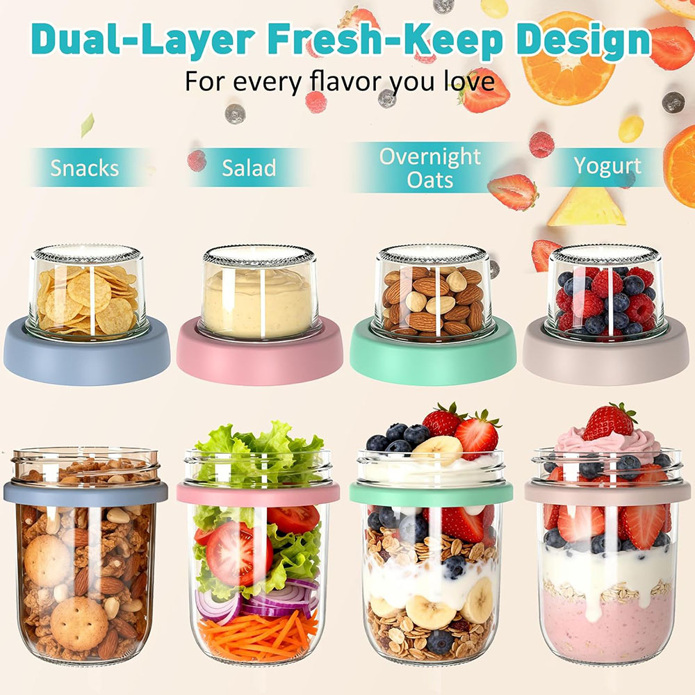 Kapaklı ve Kaşıklı Gecelik Yul - Meal Prep Oatmeal Jars incelemesi ve fiyatı