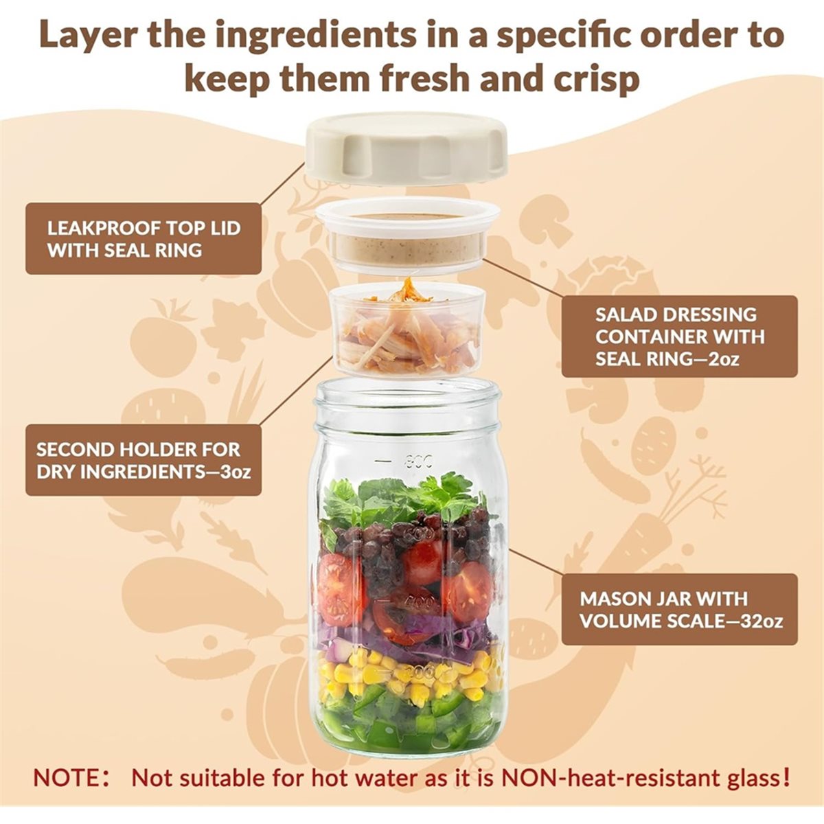 A67T YENİ 4'lü Cam Salata Kava - Meal Prep Jar Salad incelemesi ve fiyatı